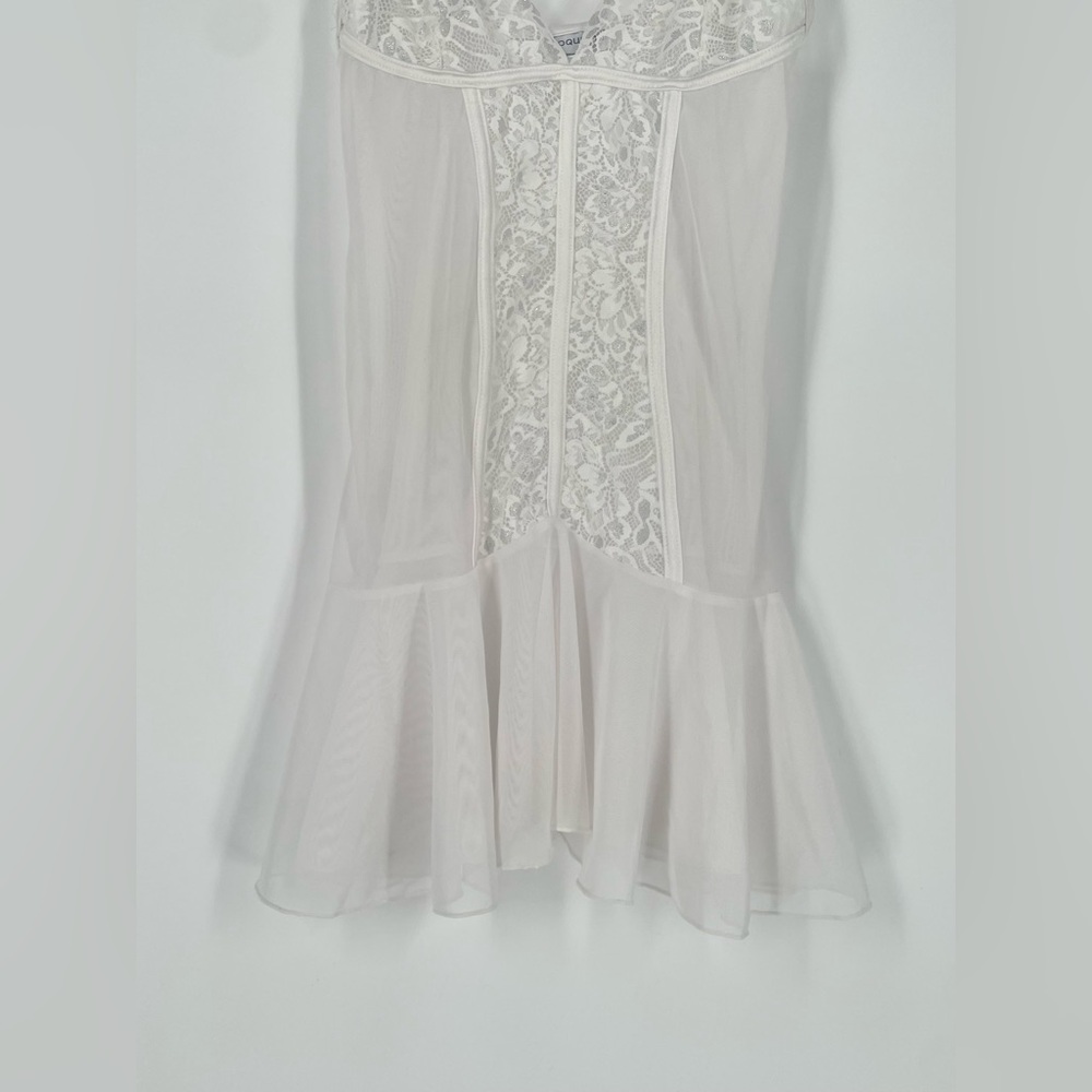 2FOR$30 Coquette Brand White Mesh Sheer Lacey Babydoll Lingerie - Picture 3 of 8